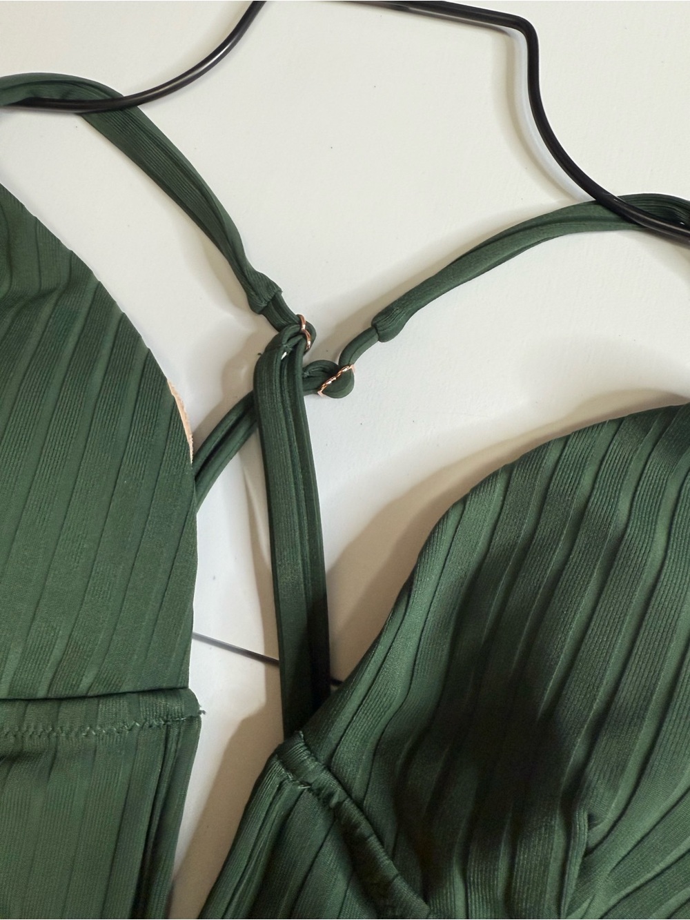 Shade & Shore Ribbed One-Piece Swimsuit in Green Size L low back cross straps - Picture 3 of 10